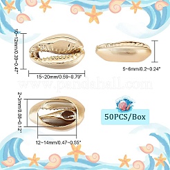 電気めっきされたシェルビーズ  カウリのシェル  ゴールドカラー  15~20x10~12x5~6mm  穴：12~14x2~3mm  50pc&nbsp;BSHE-PH0003-22B