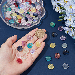 100個10色透明ガラスビーズ  花  ミックスカラー  15x15x6mm  穴：1.2mm  10個/カラー&nbsp;GLAA-DR0001-08