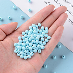 不透明なアクリルビーズ  ラウンド  空色  6x5mm  穴：1.8mm  約4400個/500g&nbsp;MACR-S370-C6mm-A07