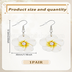 ボヘミアンスタイルのポリマークレイダングルイヤリング1組  花  プラチナ  51.5x30mm&nbsp;EJEW-LP0007-109