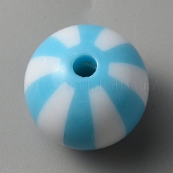 不透明アクリルストライプビーズ  ラウンド  空色  15.5x15mm  穴：3mm&nbsp;SACR-WH0009-10A