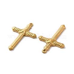 イオンプレーティング（IP）304ステンレスペンダント  クロスチャーム  ゴールドカラー  45x29.5x4mm  穴：1.6mm&nbsp;STAS-Q001-06G