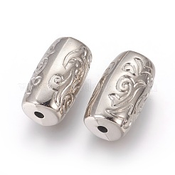 CCBプラスチック彫り加工ビーズ  コラム  プラチナ  28x16mm  穴：3mm&nbsp;CCB-J029-19P