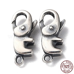 タイスターリングシルバーカニカン925個  象  スタンプ925個付き  アンティークシルバー  14x7x4mm  穴：1.2mm&nbsp;STER-D003-59A-AS