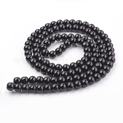 ガラスパールビーズ連売り  パールカラーの  ラウンド  ブラック  8mm  穴：1mm  約100個/連  30.71インチ（78cm）&nbsp;HY-8D-B20