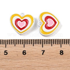 合金エナメルチャーム  ハートチャーム  ホワイト  12.5x14x5mm  穴：1.2mm&nbsp;ENAM-K086-03A