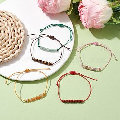 天然＆合成ミックスストーンロンデル編み込みビーズブレスレット  調節可能なブレスレット  内径：3/8~3-3/8インチ（1~8.5cm）&nbsp;BJEW-JB10018