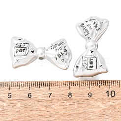 プリントされたアクリルビーズをメッキ加工  猫とリボン、そして自分を愛する  銀メッキ  18x31x9mm  穴：2.1mm&nbsp;AC-CBA655C-14