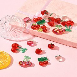 20個透明アクリルパーツ  果物  ミックスカラー  18~33.5x13.5~26x10~19.5mm  穴：1.5~3mm  2個/スタイル&nbsp;OACR-FS0002-11