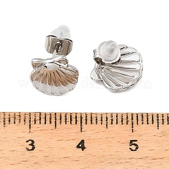304ステンレススチールスタッドピアス  シェル形状  ステンレス鋼色  10x10mm&nbsp;EJEW-D361-06P