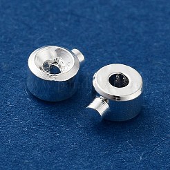 真鍮製つぶし玉カシメ玉  コラム  925銀メッキ  4x3x2mm  穴：0.9mm&nbsp;X-KK-G479-06S