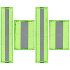 タクティカルギア用ポリエステル反射刺繍パッチ4個、2スタイル  野外活動  長方形  緑黄  80~151x34~53x4.5mm  2個/スタイル&nbsp;PATC-CY0001-63B