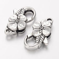 アンティークシルバーフラワー合金製カニカン  25x14mm  穴：2mm&nbsp;X-KK782