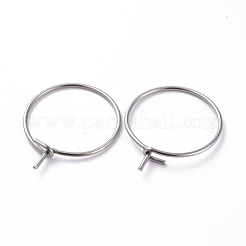 316サージカルステンレススチールフープピアス金具  ワイングラスチャームのパーツ  ステンレス鋼色  15x0.7mm  21ゲージ&nbsp;STAS-J025-01A-P