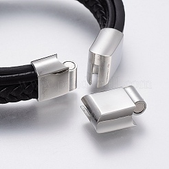 レザーコード多連ブレスレット  304ステンレススチール製マグネット留め具付き  ブラック  8-5/8インチ（22cm）&nbsp;BJEW-F325-13P