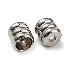 変色しない201ステンレススチールビーズ  スジ入りビーズ  コラム  ステンレス鋼色  6x6mm  穴：2mm&nbsp;STAS-H180-06P