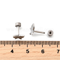 304ステンレススチールスタッドピアス  ステンレス鋼色  蝶  6x8mm&nbsp;EJEW-H161-01P-D
