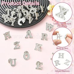 文字a〜zの合金ラペルピンバック26個  バックパックの服のための創造的なバッジ  プラチナ  17.5~18x8~21mm&nbsp;JEWB-CJZ0001-03P