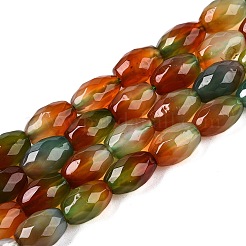 天然石瑪瑙ビーズ連売り  多面カット  オーバル  染め  シエナ  10.5~12x7.5~8mm  穴：1mm  約32個/連  14.57~15.2''（37~38センチメートル）&nbsp;G-T138-180F