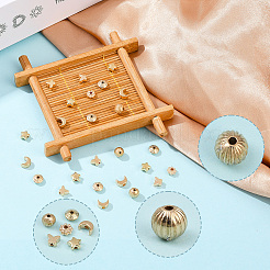 1200 個 6 スタイル CCB プラスチックスペーサービーズ  混合図形  ゴールドカラー  5~7x5~6x3~6mm  穴：1.4~1.8mm  200個/スタイル&nbsp;CCB-PA0001-09G