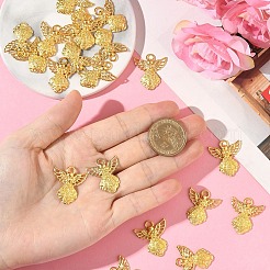20個の合金ペンダント  エンジェルチャーム  ゴールドカラー  26x23x2.5mm  穴：2x3.7mm&nbsp;FIND-YW0009-54
