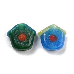 手作りランプワークビーズ  キャビン  ミックスカラー  12~15x14~15x5~8mm  穴：1.7~2.4mm&nbsp;LAMP-I024-36
