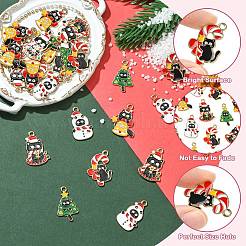 30個 5スタイル クリスマス 猫テーマ 合金エナメルペンダント  混合図形  25~26x15~19.5x1mm  穴：2mm  6個/スタイル&nbsp;ENAM-CJ0006-53