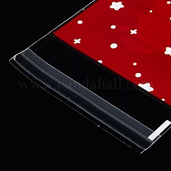 クリスマステーマのプラスチック耐熱皿バッグ  粘着式  チョコレート用  キャンディ  クッキー  サンタクロースと雪だるまの広場  混合図形  131~132x99~100x0.1mm  内径：99.5~100x99.5~100mm  2スタイル  50個/スタイル  100個/袋&nbsp;ABAG-F006-02A
