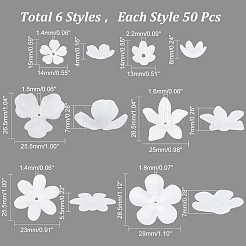 透明アクリルビーズキャップ300種類6個  艶消し  花  ホワイト  14~28x13~28.5x4~7mm  穴：1.4~2.2mm  50個/スタイル&nbsp;OACR-HY0001-11