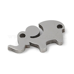 変色しない304ステンレススチールコネクタチャーム  象のリンク  ステンレス鋼色  8.5x15.5x1.2mm  穴：1.2mmと1.4mm&nbsp;STAS-L279-015P