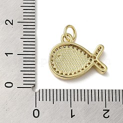 真鍮製マイクロパヴェキュービックジルコニアペンダント  カドミウムフリー＆鉛フリー  シェルと  魚  18KGP本金メッキ  14x17x3mm  穴：3.4mm&nbsp;KK-Q808-42G