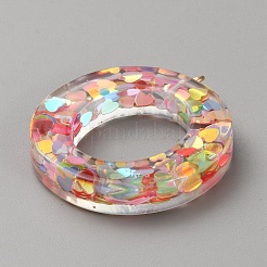 透明なグリッター樹脂ペンダント  鉄ループ付き  アルファベットのO  41.5~46x11.5~57x7~8.5mm  穴：2mm&nbsp;RESI-TAC0005-025P-O