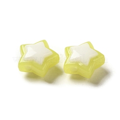 模造ゼリー透明アクリルビーズ  ツートン  スター  きいろ  17x18x3mm  穴：3.5mm  20個/セット&nbsp;LS-SACR-R741-03G