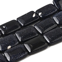 合成ブルーゴールドストーン青金砂石ビーズ連売り  長方形  18x13x5.5mm  穴：1mm  約11個/連  7.68''~7.87''（19.5~20センチメートル）&nbsp;G-S386-A16