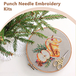 刺繍キット  プラスチッククロスステッチ刺繍フレーム  リネンクロスステッチキャンバス生地刺繍布  針  はさみ  生地裁縫道具アクセサリー  ミックスカラー  プラスチッククロスステッチ刺繍枠：200x10mm  内径：175mm&nbsp;FIND-DC0004-61