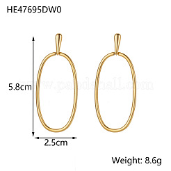 304ステンレススチールスタッドピアス  オーバル  イオンプレーティング（ip）  14KGP本金メッキ  58x25mm&nbsp;STAS-OY003-62G