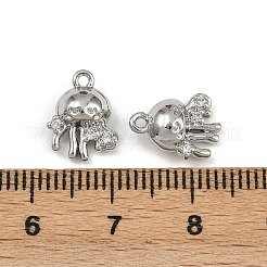 真鍮製マイクロパヴェキュービックジルコニアペンダント  クラゲチャーム  プラチナ  11.5x9x4.5mm  穴：1mm&nbsp;KK-K407-17P