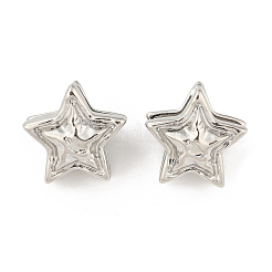 女性のための真鍮のフープピアス  スター  プラチナ  23x18.5mm&nbsp;EJEW-U041-08P