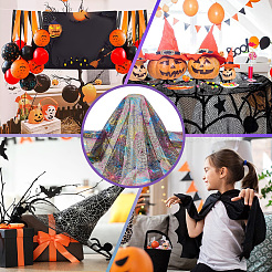 ハロウィーンの蜘蛛の巣模様のポリエステルメッシュ生地  服装アクセサリー  カラフル  168x0.01cm&nbsp;DIY-WH0496-75