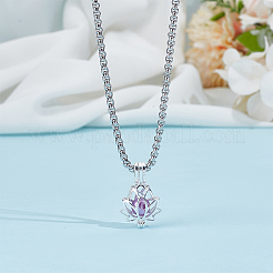 スターリングシルバービーズケージペンダント1個925個  蓮の花のケージチャーム  銀  22x14x8mm  穴：5x3mm&nbsp;FIND-PH0026-28