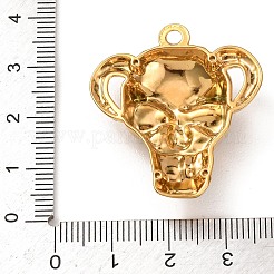 304ステンレススチールエナメルペンダント  角付きスカルチャーム  ゴールドカラー  ブラック  34x31x8.5mm  穴：2.5mm&nbsp;STAS-F357-01D