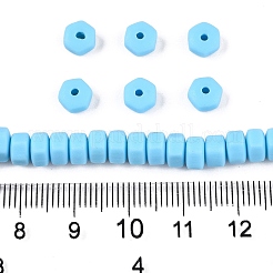 手作りのポリマー粘土ビーズ連  六角  ライトスカイブルー  6x6.5x3.5mm  穴：1.4mm  約109~110個/連  15.63~15.79インチ（39.7~40.1cm）&nbsp;CLAY-T021-01N