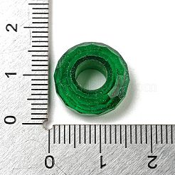 ガラスヨーロピアンビーズ  大穴ビーズ  ホイール  多面カット  グリーン  14.5x6.4mm  穴：5.7mm&nbsp;GLAA-XCP0001-43E