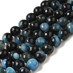 天然瑪瑙（染色・加熱）ビーズ連売り  多面カット  ラウンド  空色  10~10.5mm  穴：1mm  約38個/連  15.16~15.28''（38.5~38.8センチメートル）&nbsp;G-H066-B07-03