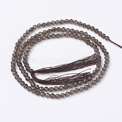 天然石スモーキークォーツビーズ連売り  加熱＆染め  多面カット  ラウンド  3mm  穴：0.5mm  約127~134個/連  15.7インチ（40cm）&nbsp;G-D168-B-3mm