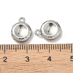 304ステンレススチールチャーム  フラットラウンド  ステンレス鋼色  12x9.5x3mm  穴：1.4mm&nbsp;STAS-I367-03P