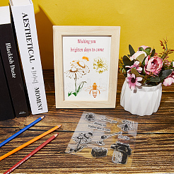 透明なシリコンスタンプ  DIYスクラップブッキング用  装飾的なフォトアルバム  カード作り  花  139x139x3mm&nbsp;DIY-WH0504-65