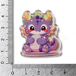 アクリルパーツ  漫画のドラゴン  紫色のメディア  39.5x32.5x2.5mm  穴：1.8mm&nbsp;OACR-O007-07D