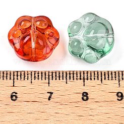 透明ガラスビーズ  猫の足  グラデーションカラー  ミックスカラー  13.5x15x8mm  穴：1.2mm&nbsp;GLAA-N001-65
