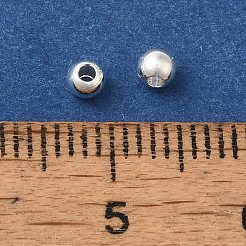 真鍮ビーズ  カドミウムフリー＆ニッケルフリー＆鉛フリー  ラウンド  925銀メッキ  3mm  穴：1.2mm&nbsp;KK-Z062-01S-03